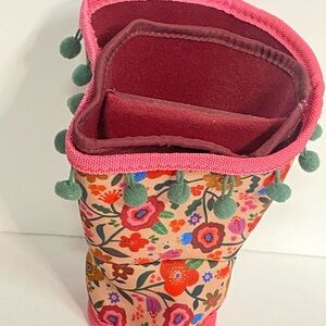 Natural Life Car Cup Holder Organizer Pink and Green Pom-Pom